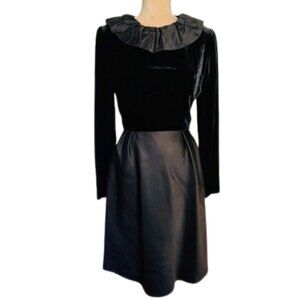 Vintage Bill Blass Cocktail Evening Dress Black Satin & Velvet Elegant XS